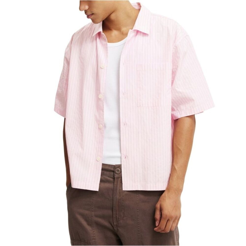 Cotton On Mens Striped Button Up Shirt, NWT